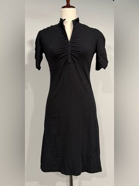 Athleta Black Zip-Front Short Sleeved Dress